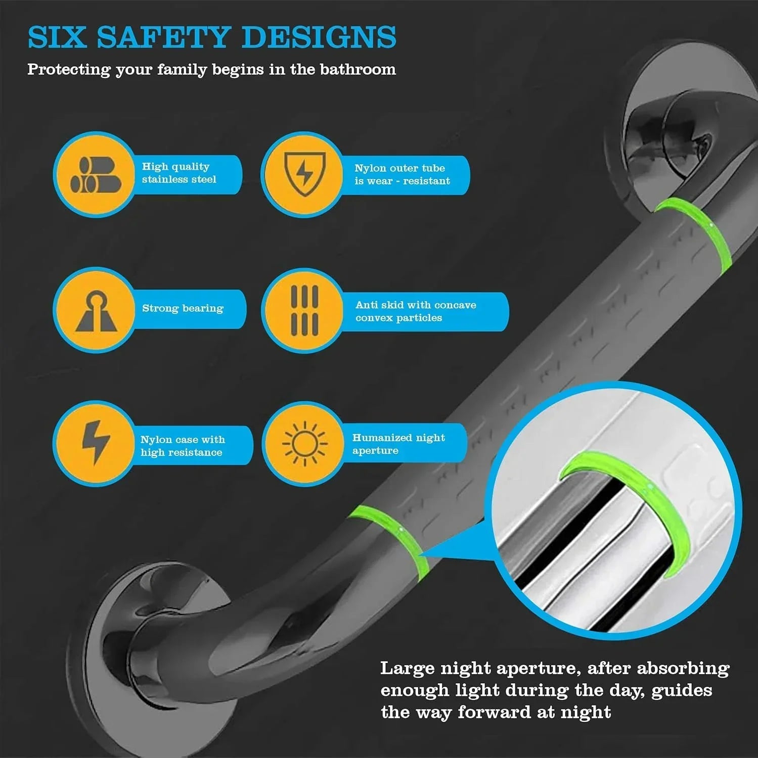 12 Inch 304 Stainless Steel Bathroom Grab Bar – Silver